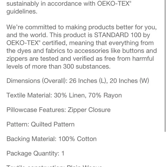 CASALUNA NEW linen blend quilt pillow sham -natural -standard - Picture 7 of 7